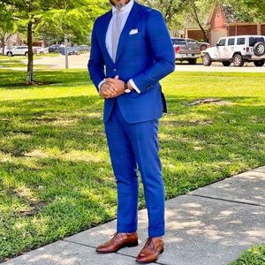 SUITSUPPLY Blue linen Lazio Suit. US 42R/ EU52R.